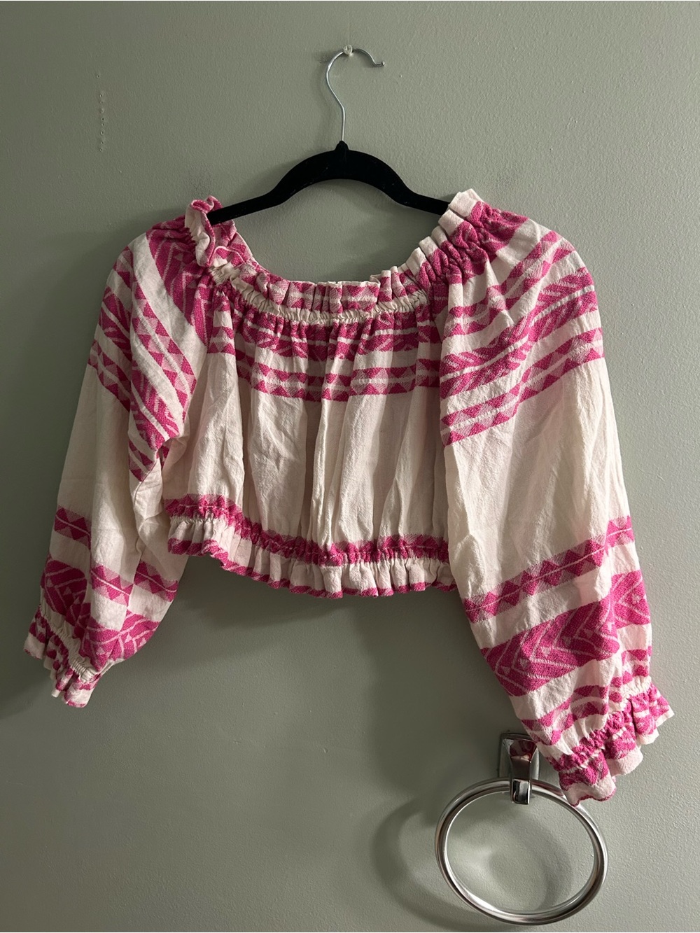 Alba Monti Off The Shoulder Cropped Blouse made in Italy embroidered